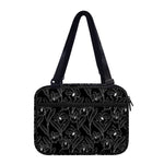 Black Cattleya Flower Pattern Print Double Strap Bible Bag