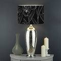 Black Cattleya Flower Pattern Print Drum Lamp Shade