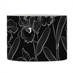 Black Cattleya Flower Pattern Print Drum Lamp Shade