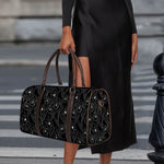 Black Cattleya Flower Pattern Print Duffle Bag