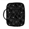 Black Cattleya Flower Pattern Print Front Pocket Bible Bag