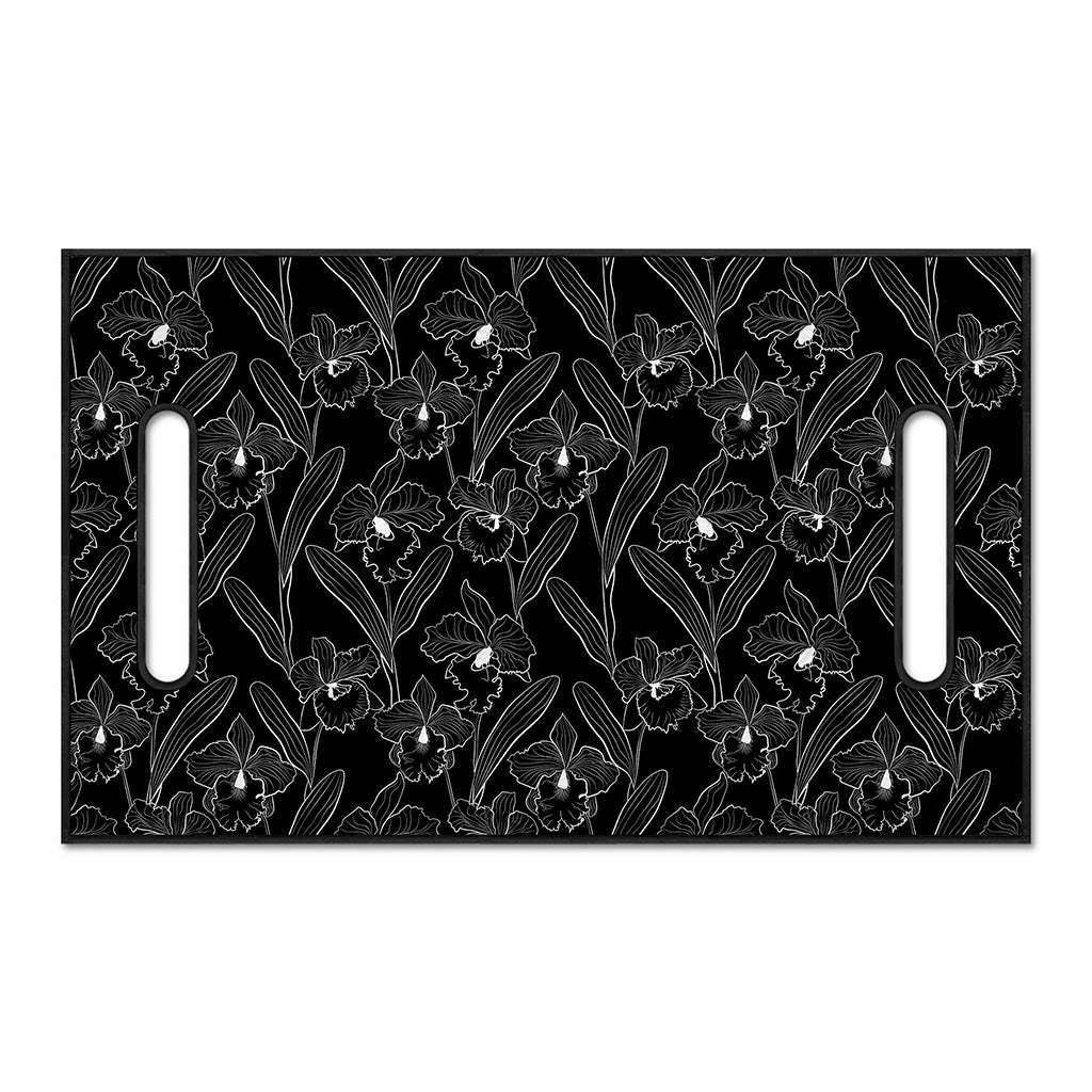 Black Cattleya Flower Pattern Print Golf Cart Seat Cover
