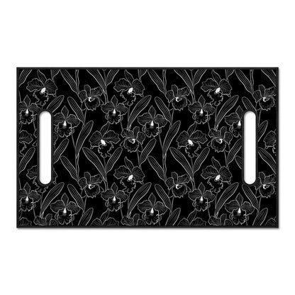 Black Cattleya Flower Pattern Print Golf Cart Seat Cover