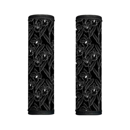 Black Cattleya Flower Pattern Print Handle Covers
