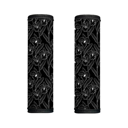 Black Cattleya Flower Pattern Print Handle Covers