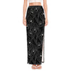 Black Cattleya Flower Pattern Print High Slit Maxi Skirt