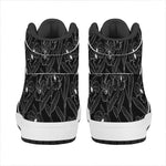 Black Cattleya Flower Pattern Print High Top Leather Sneakers