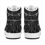 Black Cattleya Flower Pattern Print High Top Leather Sneakers