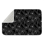 Black Cattleya Flower Pattern Print Indoor Door Mat