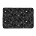 Black Cattleya Flower Pattern Print Kitchen Mat