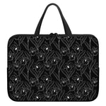 Black Cattleya Flower Pattern Print Laptop Sleeve With Handle
