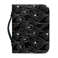 Black Cattleya Flower Pattern Print Leather Bible Cover