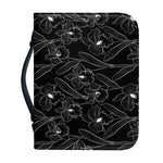Black Cattleya Flower Pattern Print Leather Bible Cover
