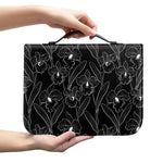 Black Cattleya Flower Pattern Print Leather Bible Cover