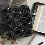 Black Cattleya Flower Pattern Print Leather Bible Cover