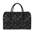 Black Cattleya Flower Pattern Print Leather Duffel Bag