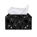 Black Cattleya Flower Pattern Print Leather Tissue Box Cover