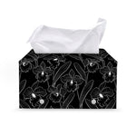 Black Cattleya Flower Pattern Print Leather Tissue Box Cover