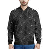 Black Cattleya Flower Pattern Print Men's Bomber Jacket
