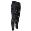 Black Cattleya Flower Pattern Print Men's Compression Pants