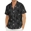 Black Cattleya Flower Pattern Print Men's Deep V-Neck Shirt