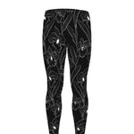 Black Cattleya Flower Pattern Print Men's leggings