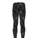 Black Cattleya Flower Pattern Print Men's leggings