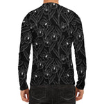 Black Cattleya Flower Pattern Print Men's Long Sleeve Rash Guard