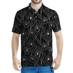 Black Cattleya Flower Pattern Print Men's Polo Shirt