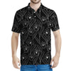 Black Cattleya Flower Pattern Print Men's Polo Shirt