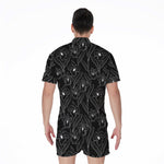 Black Cattleya Flower Pattern Print Men's Rompers