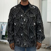 Black Cattleya Flower Pattern Print Men's Shirt Jacket