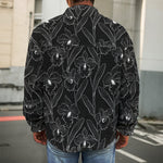 Black Cattleya Flower Pattern Print Men's Shirt Jacket