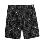 Black Cattleya Flower Pattern Print Men's Sports Shorts