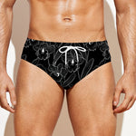 Black Cattleya Flower Pattern Print Men's Swim Briefs