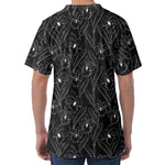 Black Cattleya Flower Pattern Print Men's Velvet T-Shirt