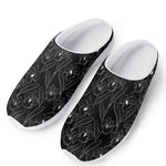 Black Cattleya Flower Pattern Print Mesh Casual Shoes