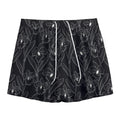 Black Cattleya Flower Pattern Print Mesh Shorts