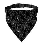 Black Cattleya Flower Pattern Print Over The Collar Dog Bandana