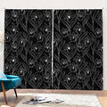 Black Cattleya Flower Pattern Print Pencil Pleat Curtains