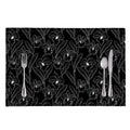 Black Cattleya Flower Pattern Print Placemat