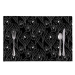 Black Cattleya Flower Pattern Print Placemat