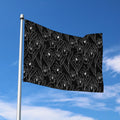 Black Cattleya Flower Pattern Print Polyester Flag