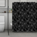 Black Cattleya Flower Pattern Print Polyester Shower Curtain
