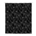 Black Cattleya Flower Pattern Print Polyester Shower Curtain