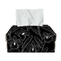 Black Cattleya Flower Pattern Print Rectangle Tissue Box Cover