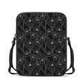 Black Cattleya Flower Pattern Print Rectangular Crossbody Bag