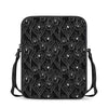 Black Cattleya Flower Pattern Print Rectangular Crossbody Bag