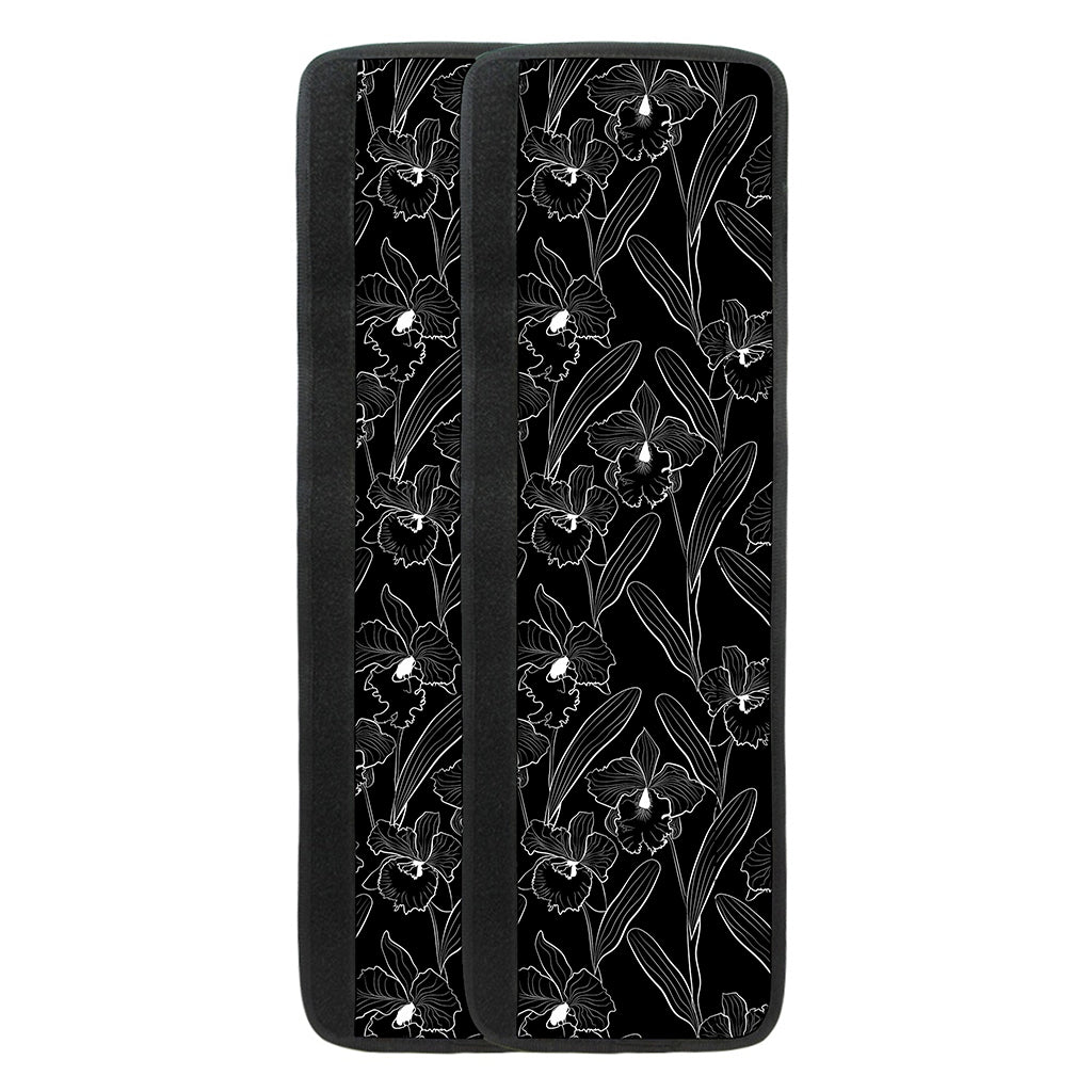 Black Cattleya Flower Pattern Print Refrigerator Handle Covers