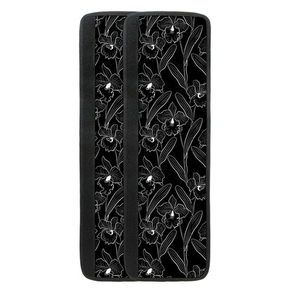 Black Cattleya Flower Pattern Print Refrigerator Handle Covers